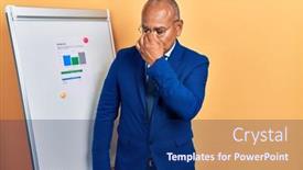  Presentation with frustration - Presentation with middle-age-latin-man-wearing background and a navy blue colored foreground