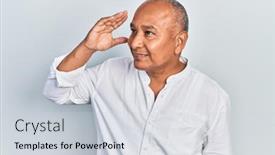  Presentation with far away - PPT layouts enhanced with middle-age-latin-man-wearing background and a light gray colored foreground