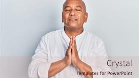  Presentation with praying hands - Presentation theme consisting of middle-age-latin-man-wearing background and a coral colored foreground