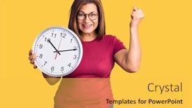  Presentation with victory - PPT layouts having middle-age-latin-woman-holding background and a yellow colored foreground