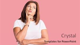  Presentation with tshirt - Slide set featuring middle-age-latin-woman-wearing background and a  colored foreground