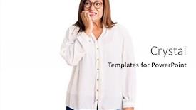  Presentation with anxiety - Presentation theme consisting of middle-age-latin-woman-wearing background and a white colored foreground