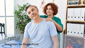  Presentation with rehab clinic - Theme featuring middle-age-man-and-woman background and a light blue colored foreground