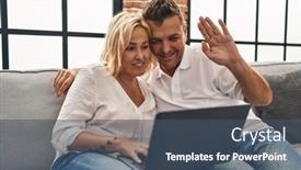  Presentation with video - PPT layouts with middle-age-man-and-woman background and a  colored foreground