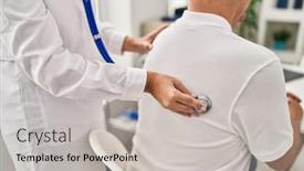  Presentation with pulmonary - Presentation theme consisting of middle-age-man-and-woman background and a light gray colored foreground