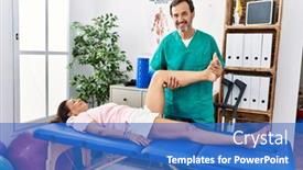  Presentation with rehab clinic - Theme enhanced with middle-age-man-and-woman background and a teal colored foreground