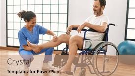  Presentation with rehab clinic - Theme consisting of middle-age-man-and-woman background and a coral colored foreground