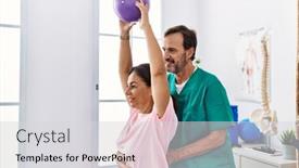  Presentation with rehab clinic - Presentation theme enhanced with middle-age-man-and-woman background and a light gray colored foreground