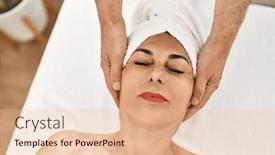  Presentation with massage therapist - PPT theme consisting of middle-age-man-and-woman background and a lemonade colored foreground