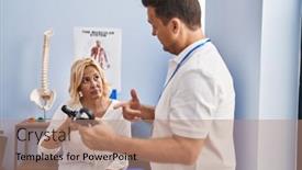  Presentation with rehab clinic - Presentation theme featuring middle-age-man-and-woman background and a coral colored foreground