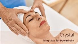  Presentation with massage therapist - Slides having middle-age-man-and-woman background and a coral colored foreground