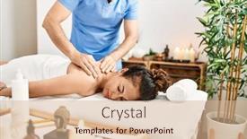  Presentation with massage therapist - Presentation enhanced with middle-age-man-and-woman background and a coral colored foreground