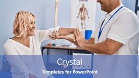  Presentation with rehab clinic - Slides enhanced with middle-age-man-and-woman background and a teal colored foreground