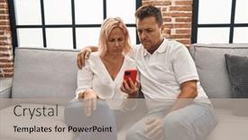  Presentation with attitude - Presentation design enhanced with middle-age-man-and-woman background and a light gray colored foreground