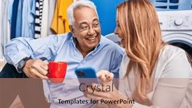  Presentation with waiting room - Presentation theme with middle-age-man-and-woman background and a  colored foreground