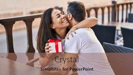  Presentation with coffee shop - Presentation theme enhanced with middle-age-man-and-woman background and a coral colored foreground