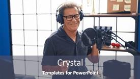  Presentation with music singing - Presentation design with middle-age-man-artist-singing and a ocean colored foreground