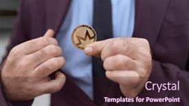  Presentation with crypto - Theme with middle-age-man-business-worker background and a wine colored foreground