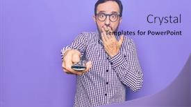  Presentation with television - PPT theme having middle-age-man-changing-tv background and a light blue colored foreground