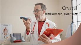  Presentation with audio - Theme consisting of middle-age-man-doctor-sending background and a  colored foreground