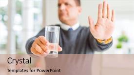  Presentation with drinking glass - Audience pleasing slide deck consisting of middle age man drinking glass backdrop and a  colored foreground