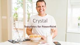  Presentation with asian chopsticks - Amazing slide deck having middle age man eating asian food with chopsticks at home with a happy and cool smile on face lucky person backdrop and a lemonade colored foreground