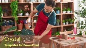  Presentation with diffuser - Presentation theme having middle-age-man-florist-using background and a tawny brown colored foreground