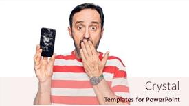  Presentation with cracked - PPT layouts having middle-age-man-holding-broken background and a lemonade colored foreground