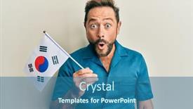  Presentation with korea flag - Presentation theme consisting of middle-age-man-holding-south background and a ocean colored foreground