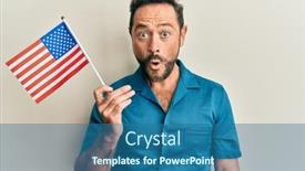  Presentation with united states flag - Amazing theme having middle-age-man-holding-united backdrop and a  colored foreground