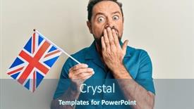  Presentation with united kingdom - Slide deck featuring middle-age-man-holding-united background and a ocean colored foreground