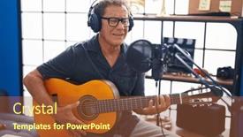  Presentation with classical music - Slide set with middle-age-man-musician-singing background and a red colored foreground