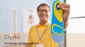  Presentation with clinic - Slide deck having middle-age-man-podiatrist-holding background and a yellow colored foreground