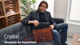  Presentation with binder - Presentation design having middle-age-man-psychologist-holding background and a dark gray colored foreground