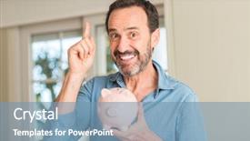  Presentation with save - Amazing presentation design having middle age man save money backdrop and a seafoam green colored foreground