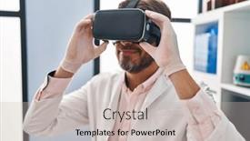  Presentation with virtual laboratory - Presentation consisting of middle-age-man-scientist-using background and a soft green colored foreground