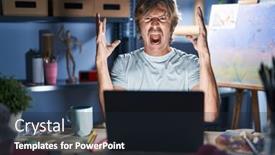  Presentation with art - PPT theme featuring middle-age-man-sitting background and a wine colored foreground