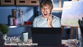  Presentation with art - Presentation theme featuring middle-age-man-sitting background and a tawny brown colored foreground