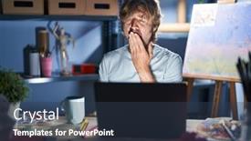  Presentation with art - Slides consisting of middle-age-man-sitting background and a  colored foreground