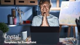  Presentation with forgiveness - PPT theme enhanced with middle-age-man-sitting background and a  colored foreground