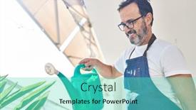  Presentation with confident - Theme having middle-age-man-smiling-confident background and a cyan colored foreground