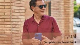  Presentation with confident - PPT layouts consisting of middle-age-man-smiling-confident background and a coral colored foreground