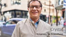  Presentation with confident - Slide set enhanced with middle-age-man-smiling-confident background and a light gray colored foreground