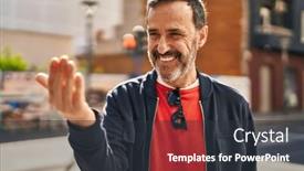  Presentation with confident - Presentation consisting of middle-age-man-smiling-confident background and a tawny brown colored foreground