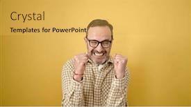  Presentation with winner - Slide set consisting of middle-age-man-smiling-confident background and a yellow colored foreground