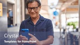  Presentation with confident - Presentation theme consisting of middle-age-man-smiling-confident background and a ocean colored foreground