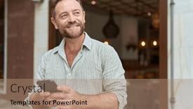  Presentation with confident - PPT theme with middle-age-man-smiling-confident and a  colored foreground