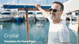  Presentation with confident - PPT theme enhanced with middle-age-man-smiling-confident and a teal colored foreground