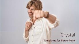  Presentation with violence - PPT theme featuring middle-age-man-standing-over background and a soft green colored foreground