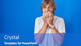  Presentation with scandal - Presentation theme consisting of middle-age-man-standing-over background and a cobalt blue colored foreground